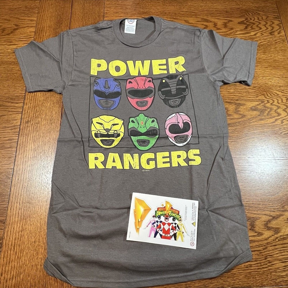Mighty Morphin Power Rangers Ranger Heads T Shirt Mens Licensed Tee Size Small